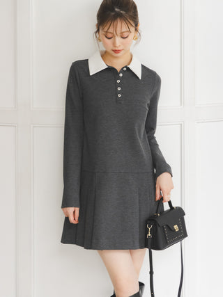 Collared Pleated Mini Dress
