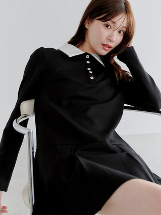 Collared Pleated Mini Dress