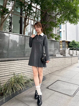 Collared Pleated Mini Dress