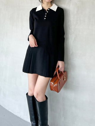 Collared Pleated Mini Dress