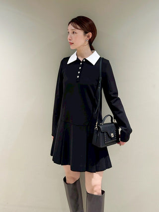 Collared Pleated Mini Dress