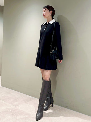 Collared Pleated Mini Dress