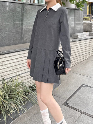 Collared Pleated Mini Dress
