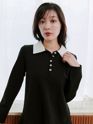 Collared Pleated Mini Dress