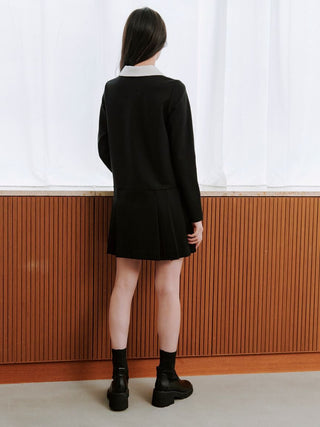 Collared Pleated Mini Dress