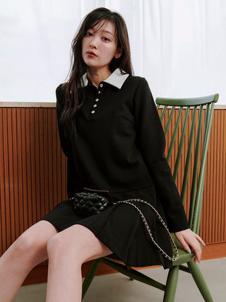 Collared Pleated Mini Dress