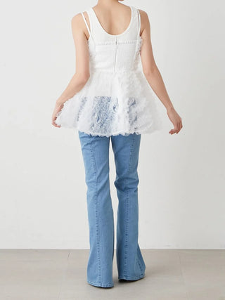 Ruffle Smocked Strapless Top in WHITE, Premium Fashionable Women's Tops Collection at SNIDEL USA.