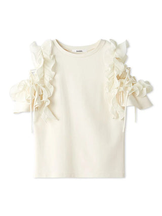 Pleated Ruffle Sleeve Top in IVORY, Premium Fashionable Women's Tops Collection at SNIDEL USA.