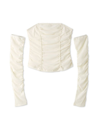 Detachable Sleeve Corset Top in Ivory, Premium Fashionable Women's Tops Collection at SNIDEL USA