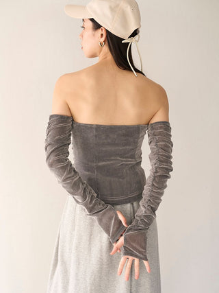 Detachable Sleeve Corset Top in Gray, Premium Fashionable Women's Tops Collection at SNIDEL USA