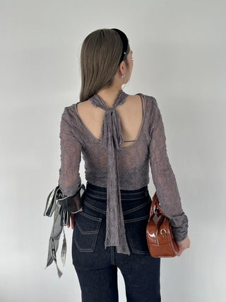 [Chacott] Lace Sheer Top