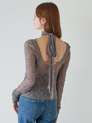 [Chacott] Lace Sheer Top