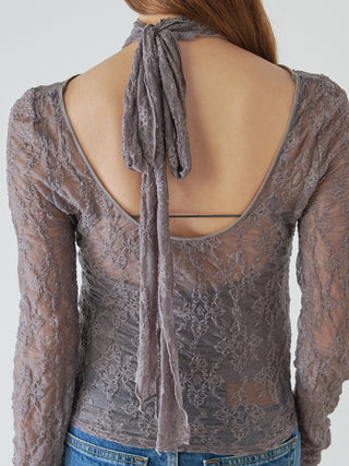 [Chacott] Lace Sheer Top