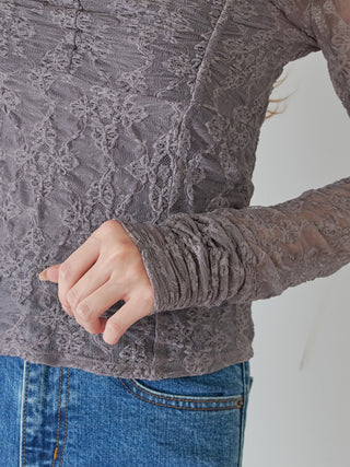 [Chacott] Lace Sheer Top