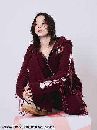 [HELLO KITTY] Lace-Up Hoodie