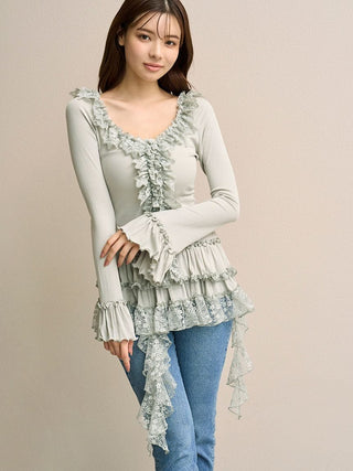 Tiered Frill Cut-and-Sew Pullover