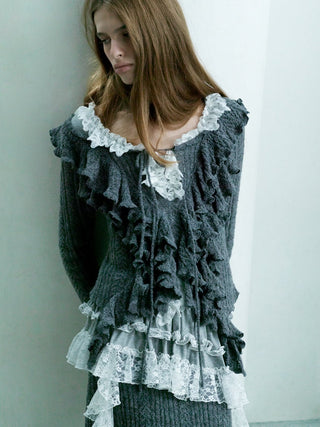 Tiered Frill Cut-and-Sew Pullover
