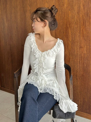 Tiered Frill Cut-and-Sew Pullover