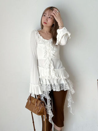 Tiered Frill Cut-and-Sew Pullover