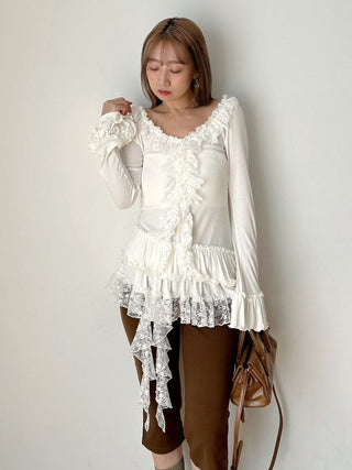 Tiered Frill Cut-and-Sew Pullover