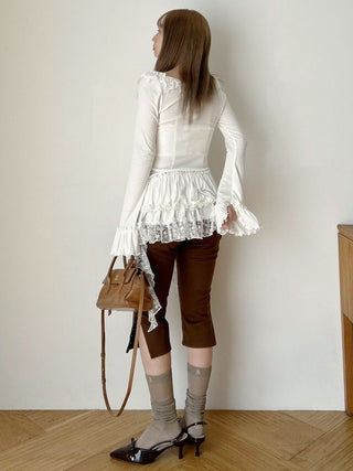 Tiered Frill Cut-and-Sew Pullover