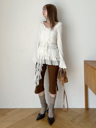 Tiered Frill Cut-and-Sew Pullover