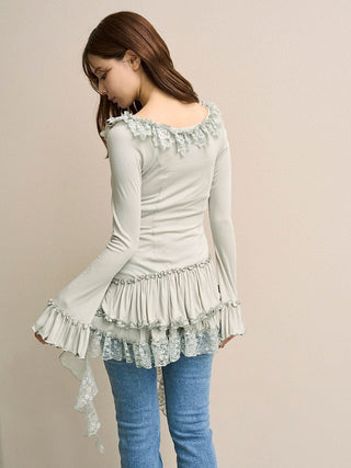 Tiered Frill Cut-and-Sew Pullover