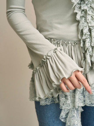 Tiered Frill Cut-and-Sew Pullover