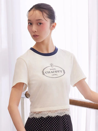 【Chacott】Lace-Trim T-Shirt