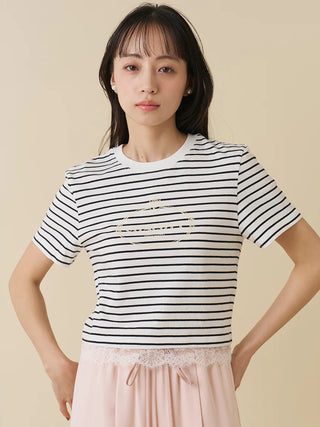 【Chacott】Lace-Trim T-Shirt