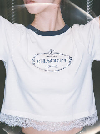 【Chacott】Lace-Trim T-Shirt