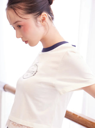 【Chacott】Lace-Trim T-Shirt