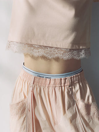 【Chacott】Lace-Trim T-Shirt
