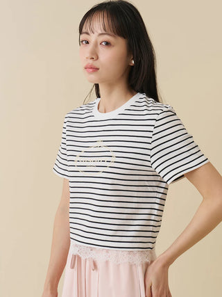 【Chacott】Lace-Trim T-Shirt