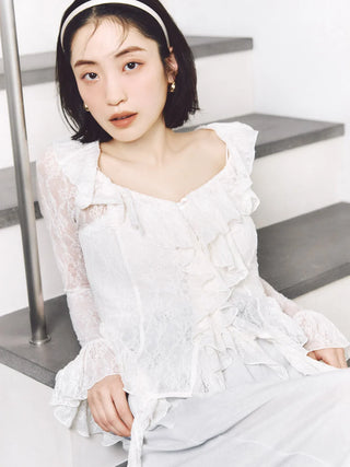 Cut Lace Ruffle Pullover