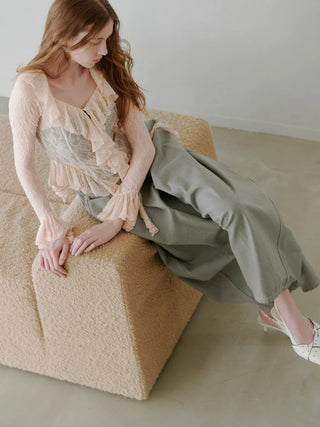 Cut Lace Ruffle Pullover