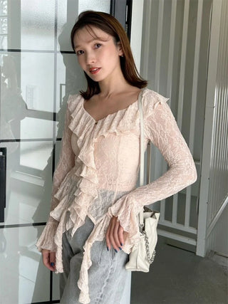 Cut Lace Ruffle Pullover