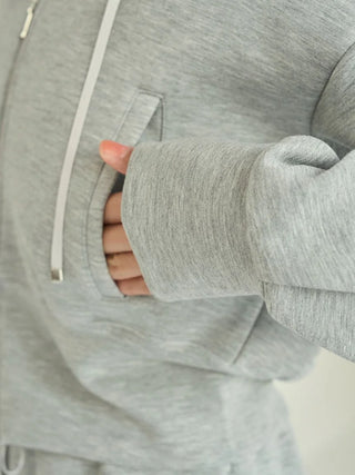 Bonded Ruffle Short Zip Hoodie