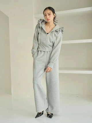 Bonded Ruffle Short Zip Hoodie