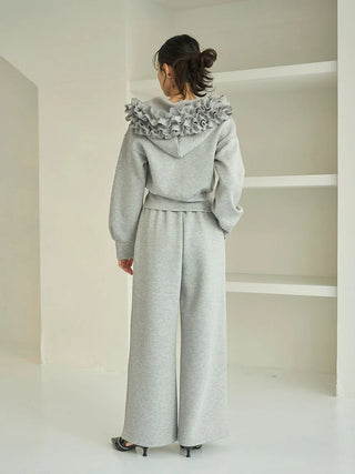 Bonded Ruffle Short Zip Hoodie