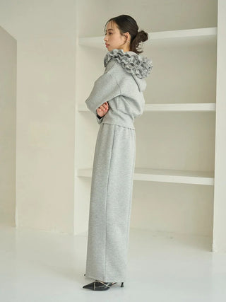 Bonded Ruffle Short Zip Hoodie