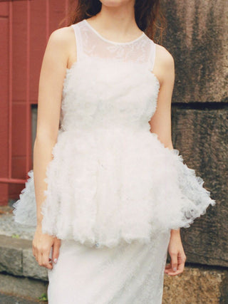 Embroidered Tulle Peplum Bustier Top