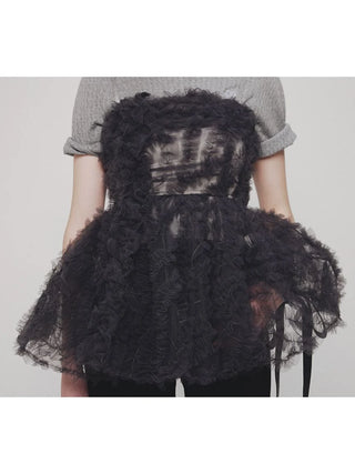 Embroidered Tulle Peplum Bustier Top