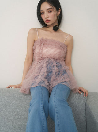 Embroidered Tulle Peplum Bustier Top