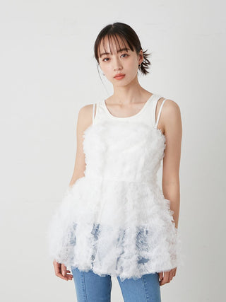 Embroidered Tulle Peplum Bustier Top