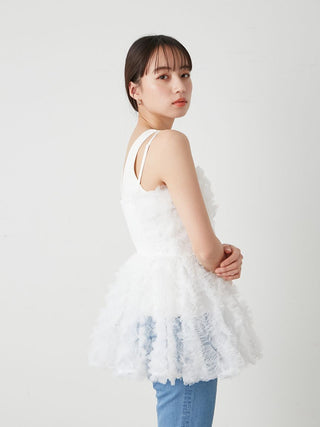 Embroidered Tulle Peplum Bustier Top