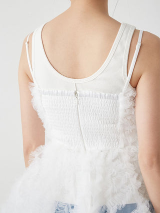 Embroidered Tulle Peplum Bustier Top