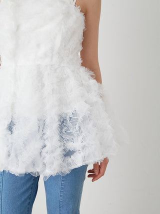Embroidered Tulle Peplum Bustier Top