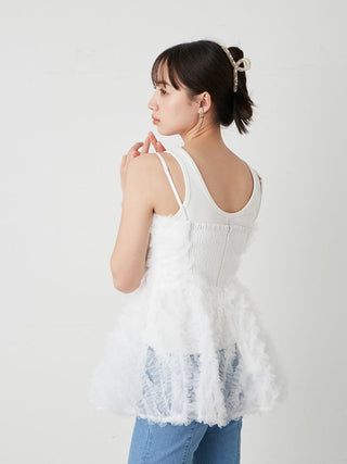 Embroidered Tulle Peplum Bustier Top
