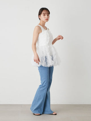Embroidered Tulle Peplum Bustier Top